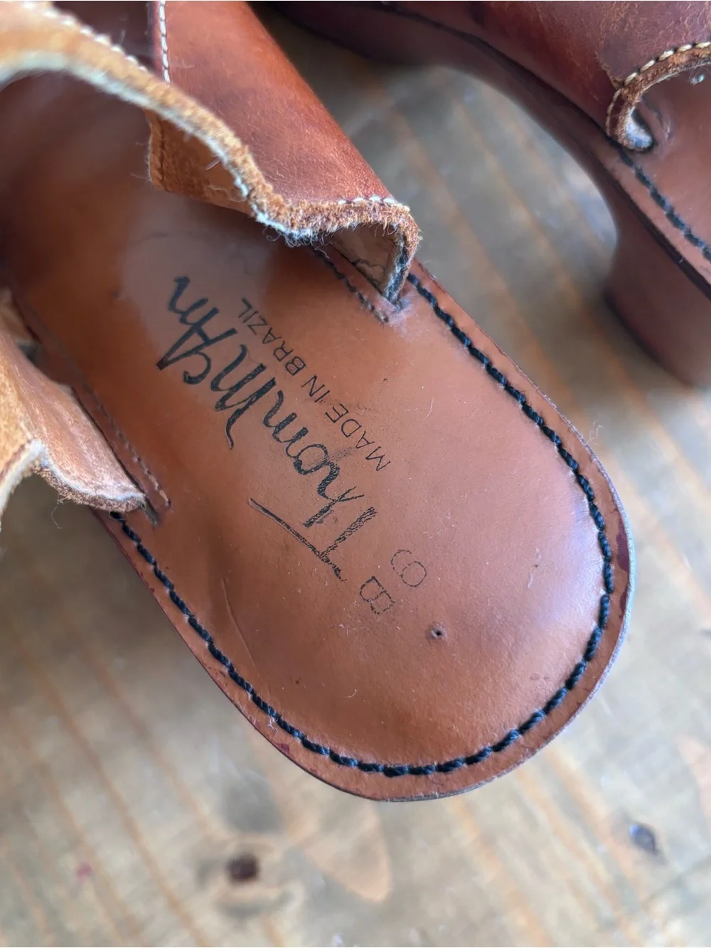 Vintage 1970s Thom McAn Redwood Platform Sandals-Brown Leather-Women's Size 9B